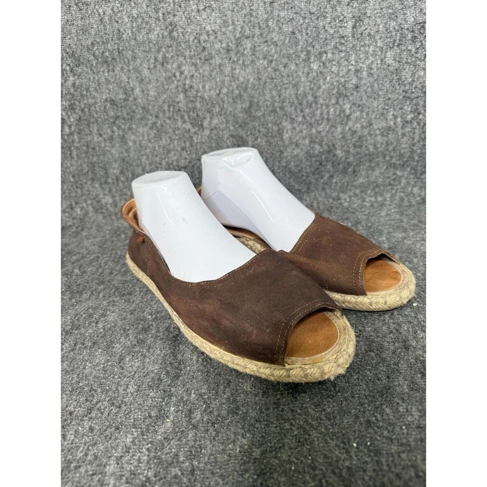 Verbenas Cruz Espadrille Shoes Womens Size 11 Brown Leather Slip On Flat Spain
